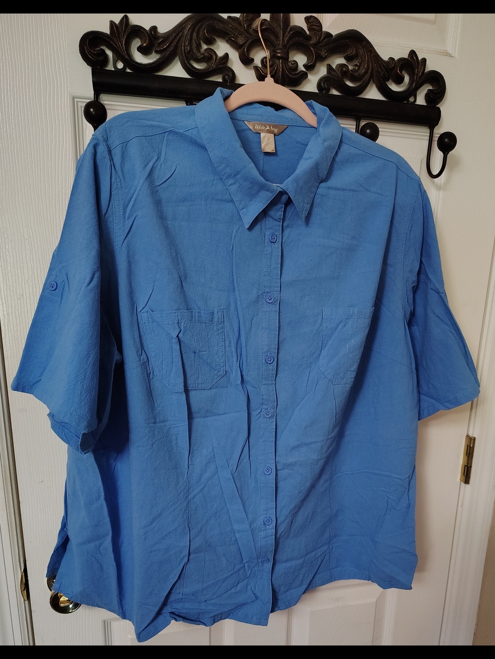 White Stag Relaxed Short-Sleeve Button-Down in Blue